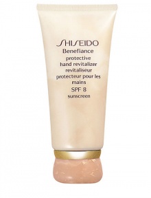 A silky hand cream that defends against roughness and dryness while providing a healthy, youthful clarity to skin. Provides moisture for smooth skin and protects hands from daily UV damage. Invisible, non-oily formula massages easily and quickly into the skin. Use daily after washing for continous protection. 2.6 oz.Call Saks Fifth Avenue New York, (212) 753-4000 x2154, or Beverly Hills, (310) 275-4211 x5492, for a complimentary Beauty Consultation. ASK SHISEIDOFAQ 