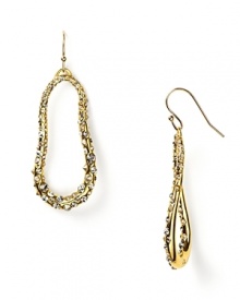 Undulating oval hoops in richly gleaming 14 Kt. gold fill, encrusted with sparkling Swarovski crystals.