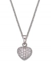 Show some love for style. B. Brilliant's heart pendant sparkles with round-cut cubic zirconias providing a dazzling touch. Crafted from sterling silver. Approximate length: 18 inches + 3-inch extender. Approximate drop length: 1/2 inch. Approximate drop width: 1/3 inch.