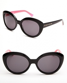 Pink peeks out from these black, '60s-style cat eye frames-as does a gold kate spade new york logo.