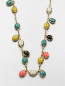 A colorful design with cabochon links surrounded in a rope setting on a link chain, perfect for a wrapped look. Plastic stonesGoldtoneLength, about 45Slip-on styleImported 