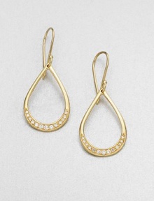 From the Stardust Collection. Radiant 18k gold accented with dazzling diamonds in a pretty teardrop design. 18k goldDiamonds, .33 tcwDrop, about .9Hook backImported 