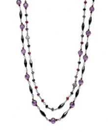 Polished to perfection. Purple Belle de Jour glass beads are the focal point in this pretty, Lauren by Ralph Lauren Necklace. Two row design crafted in mixed metal. Approximate length: 32 inches.