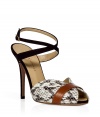 Inject ladylike luxe into your cocktail look with these super chic sandals from Vionnet - Peep-toe with leather-accented python front, wrap-around ankle strap with buckle closure, high stiletto heel - Wear with a sleek sheath dress and heels or pair with a party-perfect frock