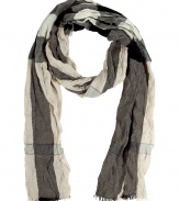 Luxurious scarf made ​.​.of fine cashmere - In a checked look with stitching framing the checks, in warm shades of charcoal grey - The material is soft, lightly stitched and crinkled - With trendy pin fringing on all sides - Keeps you warm AND is a trendy accessory - Suitable for many styles, such as shirts, parkas, blazers, winter coats