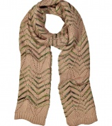 Add luxe style to your everyday essentials with this delicate knit scarf from Missoni - Two-tone knit with delicate pattern, easy to style length - Pair with straight leg jeans, a cashmere pullover, and a modernized parka or slim trench