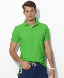 Short-sleeved polo shirt cut for a comfortable, classic fit.