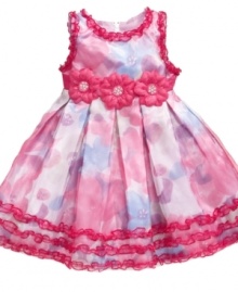 Add some pop to your princess' closet with this vibrant floral print dress from Nannette.