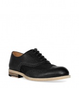 These stylish Marc Jacobs brogues feature classic details with a modern twist - Textured leather with nylon insets, perforated leather detailing, lace up, contrasting sole - Wear with a slim fit suit, printed button down, and stylish specs