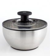 Take your greens for a spin and end up with crisp and delicious ingredients for amazing salads. Just press the patented pump to spin and the brake button to stop. The attractive stainless steel body also makes a great serving bowl! Lifetime warranty.