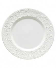 Dressed in elegant white-on-white with an embossed vine motif and interior glaze, the dinner plates from Lenox's Opal Innocence Carved collection of dinnerware and dishes get your table set for refined dining every day. Qualifies for Rebate