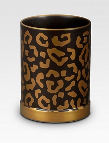 Stay organized with this leopard-print porcelain container featuring shiny goldtone accents. 3½ highMade in Portugal