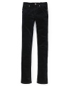 Rock the silhouette of the season in these Aqua skinny corduroy pants with a trend-right ultra-thin wale.