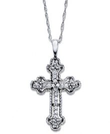 A sparkling representation of your faith. This beautiful cross pendant features round-cut diamonds (1/2 ct. t.w.) in 14k white gold. Approximate length: 18 inches. Approximate drop: 1 inch.