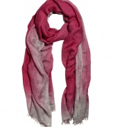 A bohemian-inspired ombre print gives this luxe scarf from Faliero Sarti of-the-moment appeal - Gradient ombre print, easy to style length, frayed hem - Style with an elevated jeans-and-tee ensemble or with a printed day dress