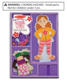 Meet Maggie Leigh, a magnetic wooden dress-up doll whose wardrobe fits her perfectly! This set includes a magnetic wooden doll with a wooden stand and lots of colorful and attractive magnetic outfits and accessories for pretend play!