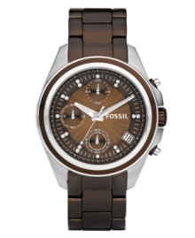 Rich hues work their magic on the classic styling of this chronograph timepiece by Fossil.