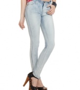 A splotchy, light wash adds awesome color dimension to a pair of skinny jeans done right, by Do Denim!