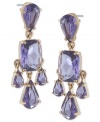 Look pretty in purple with these chandelier earrings from Carolee. Crafted from gold-tone mixed metal, the pair brings a vibrant feel with purple epoxy stones. Approximate drop: 1-1/2 inches.