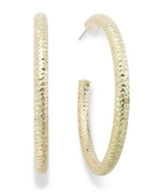 Gilded and gorgeous. Alfani's traditional hoop earrings feature a reflective diamond cut, lending a textured finish. Crafted in gold tone mixed metal. Approximate diameter: 2 inches.