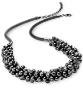 Gray matters on this alluring necklace from Charter Club. A gathering of smoky glass pearls sets the standard for modern appeal. Crafted in hematite tone mixed metal. Approximate length: 19 inches + 3-inch extender.