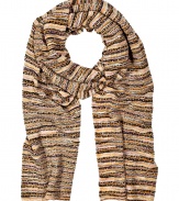 Add luxe style to your everyday essentials with this bold patterned scarf from Missoni - Easy to style length, all-over stripe pattern - Pair with straight leg jeans, a cashmere pullover, and a modernized parka or slim trench