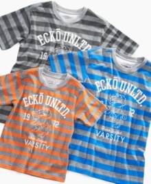 Start his day off comfortably with this striped t-shirt from Ecko.