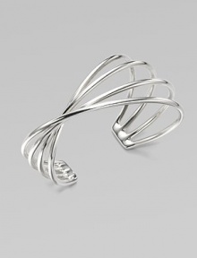 A structural piece in a twisted multi-row design. Sterling silverSlip-on styleDiameter, about 2¼Imported 