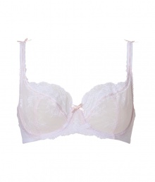 Stylish bra made ​.​.of fine, white and ros? synthetic fiber designed by supermodel Elle MacPherson - Luxurious bra in elegant lace-look - Features 3/4 cups, underwire and wide-set straps for a flattering, supportive look - Details include sweet bows, satin ribbon and lace - Looks great under most outfits and with matching panties