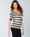 Cut it out! INC's sexy pointelle sweater gets the party started with sequin-flecked zigzag knit and bold shoulder cutouts. (Clearance)