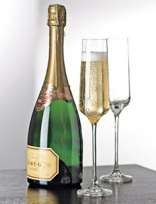 Brilliant European crystal is fused with super-strong magnesium to form a break-resistant, lightweight, graceful champagne flute. Science meets sophistication, and the result is shatterproof. Shaped to enhance aeration with a slightly wider flute and tall stem. Includes a 10-year manufacturer's limited warranty Lead-free crystal Each, 10¼H Each, 6½ oz. Dishwasher safe Imported