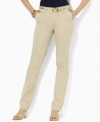 A casual petite pant from Lauren by Ralph Lauren, tailored from soft, durable cotton is crafted in a cropped, straight-leg silhouette for the ultimate in comfort and style.