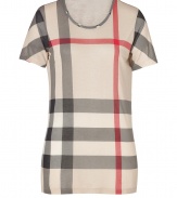 Effortless and iconic, Burberry Brits tonal tee is a cool way to wear the brands classic check - Round neckline, short sleeves - Long, lean fit - Layer under a boyfriend blazer, or cashmere cardigan with jeans