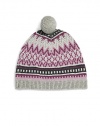 The perfect accessory for all those cold weather outdoor adventures, styled with vivid Fair Isle and trimmed with a lush pompom.Ribbed brim Pompom on top 78% merino lambswool/13% angora/7% nylon/2% cashmere Hand wash or dry clean Imported