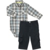 Keep him perfectly tucked in all day with this preppy plaid bodysuit and cargo pant set from Carter's.