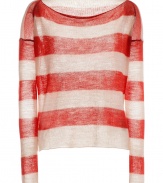 Ultra soft in alpaca, Burberry Brits striped pullover is a luxe choice for every season - Round neckline, raglan long sleeves, dropped shoulders, raw-finished trim - Fitted - Wear with a tissue tee, jeans and flats