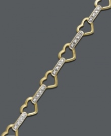 Wrap your wrists in links of love. This intricate bracelet by Victoria Townsend features open-cut hearts connected with sparkling diamond accents. Crafted in 18k gold over sterling silver. Approximate length: 7 inches.