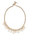 Everlasting elegance. Glass and plastic pearls combine on this classically chic necklace from Carolee. Crafted in antique gold tone mixed metal, it's an attractive addition to your workday wardrobe. Approximate length: 18 inches.