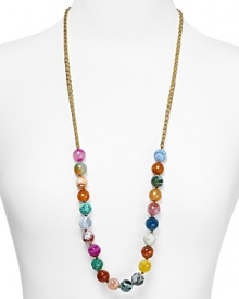 Kenneth Jay Lane's beaded necklace will instantly brighten closet staples. Featuring a pretty assortment of multicolored agate stones, it's lovely as a layering piece.