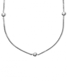 Delicate design with a touch of sparkle. Arabella's pretty necklace is set in sterling silver with eleven round-cut Swarovski zirconia stations (4-9/10 ct. t.w.). Approximate length: 36 inches.