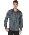 Button up your business style with this striped long-sleeved shirt from Perry Ellis.