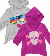 Bright, bold, and graphic. Get her ready for the school day with a cool hoodie by Epic Threads.