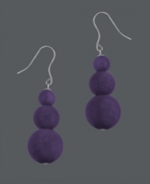 Perfect your look in polished, purple drops. Avalonia Road earrings feature three graduated, amethyst beads (4-8 mm) set in sterling silver. Approximate drop: 1-1/2 inches.