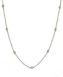 Inch by inch of luminous sparkle. B. Brilliant's delicate necklace features nine round-cut cubic zirconia stations (9/10 ct. t.w.) set in 18k gold over sterling silver. Approximate length: 20 inches.