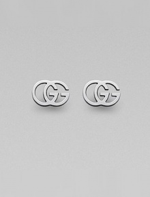 The famous interlocking double G, crafted into stunning studs of 18k white gold. 18k white gold Width, about ½ Post back Made in Italy