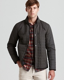 A modish jacket in quilted nylon gvies you the edge in both fashion and comfort. From Vince.