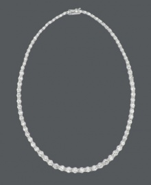 Looking for the perfect finishing touch? B. Brilliant's graduated cubic zirconia necklace (14 ct. t.w.) takes your evening wear to the next level. Crafted in sterling silver. Approximate length: 17 inches.