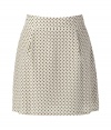 Stylish silver printed silk skirt from Marc by Marc Jacobs - Get noticed in this flirty printed silk mini-skirt - Adorable polka dot print and a short, fun fit - Wear with ribbed tights, a cowl neck cashmere pullover, and knee-high boots - Try with a long sleeve t-shirt, opaque tights, and platform booties