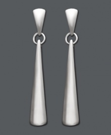 Frame your face with chic, structural style. Earrings feature a sleek teardrop design in sterling silver. Approximate drop width: 1/4 inch. Approximate drop length: 1-1/2 inches.