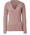 Exquisitely soft in chic cashmere, Brunello Cucinellis V-neck lends a luxurious polish to casual daytime looks - Softly scooped V-neckline, long sleeves, sueded elbow patches, fine ribbed trim - Classic straight fit - Team with tailored button-downs and dressy trousers, or with tissue tees, favorite jeans and flats